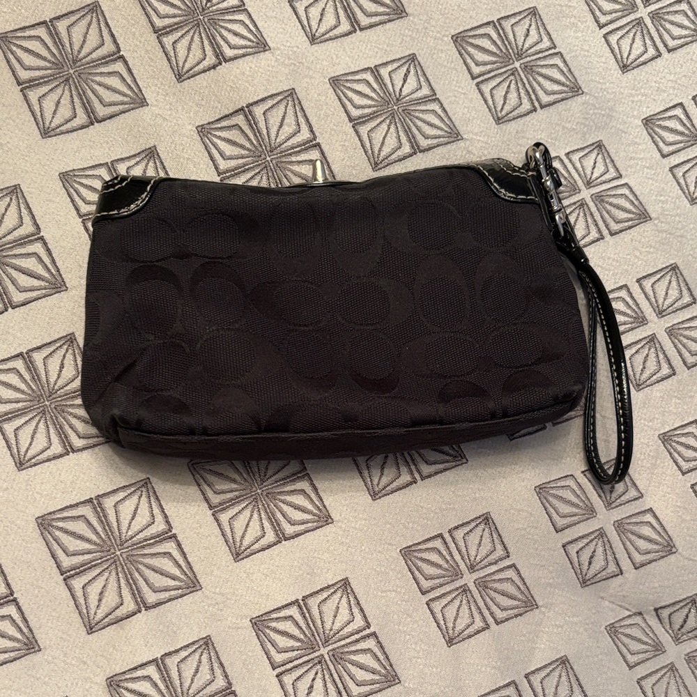 Coach Black Signature Wristlet Clutch